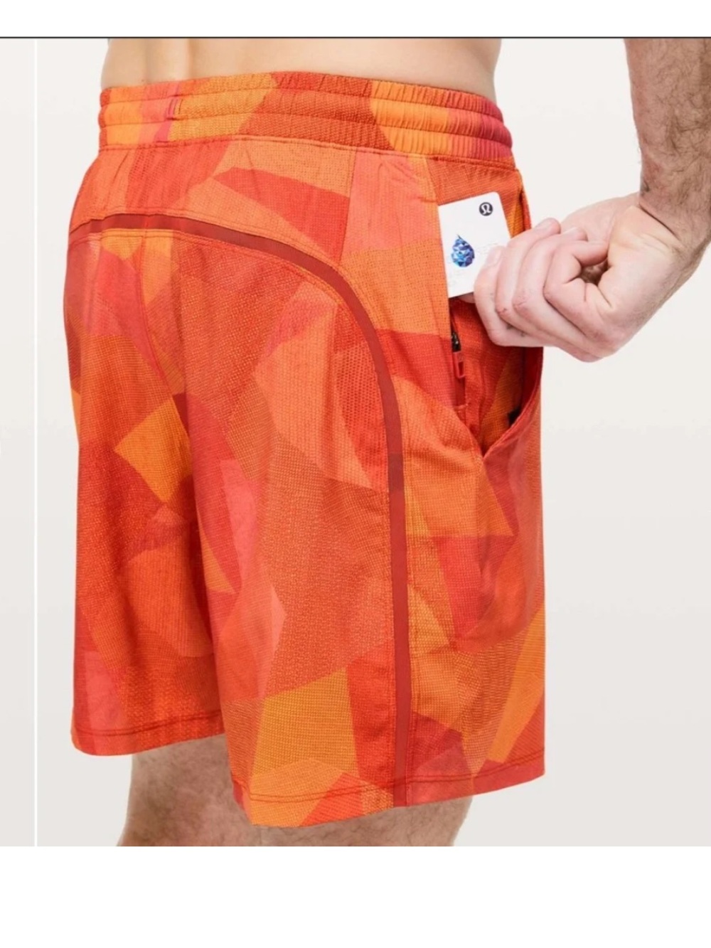 Lululemon Men’s Size Medium Pace Breaker Shorts Linerless 7” in Mesh Mash Orange - Picture 5 of 12